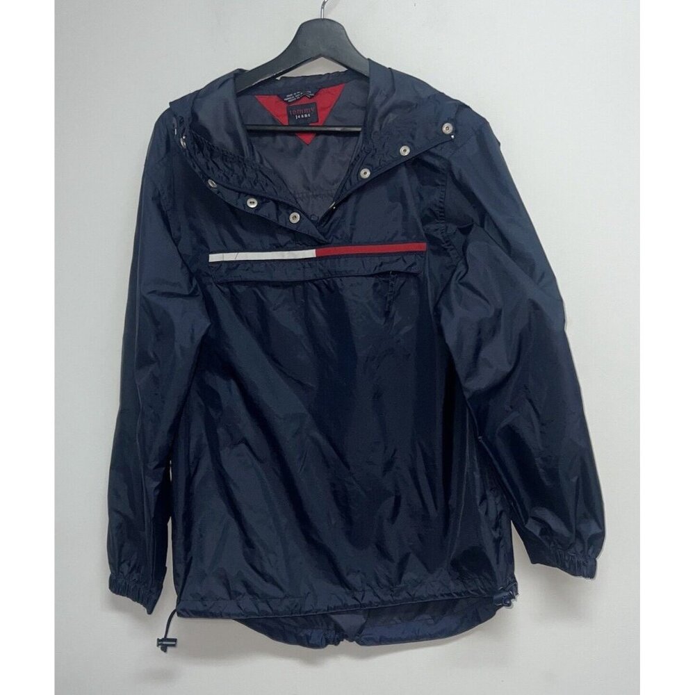 VINTAGE Tommy Hilfiger Jeans Windbreaker Jacket Adult Small Blue Pullover Mens
